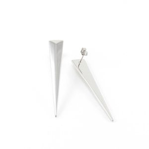 Silver Triangle Drop Dangle Earrings 2" Spike